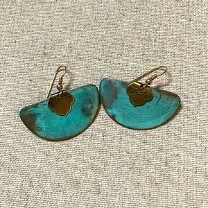 Gold and Turquoise Fan Earrings